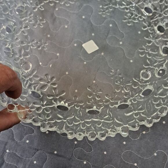 Vintage PartyLite Hydrange Pillar Candle 10 inch glass tray - Picture 4 of 5